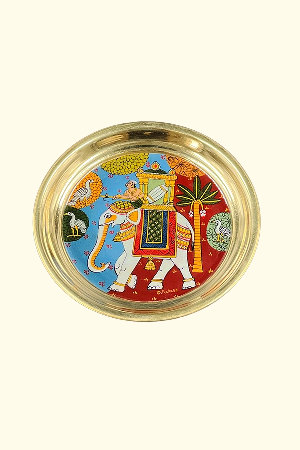 Brass Plate with elephant print 5-inch