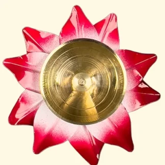 Handpainted Brass Lotus Shaped Diya