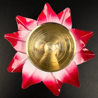 Handpainted Brass Lotus Shaped Diya