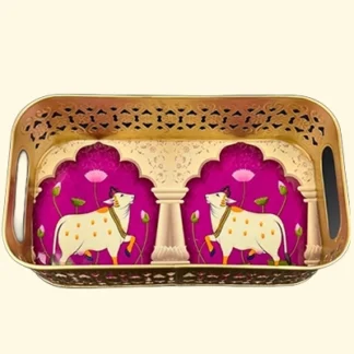 Rectangular Tray with Pichwai Design