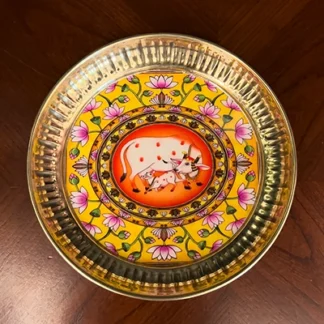 Brass Plate with Pichwai Print - 6 inch