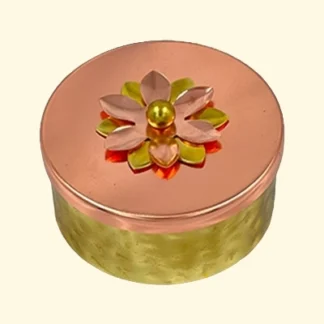 Copper Dry fruit Box with Floral Lid