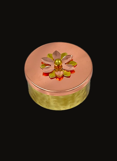 Copper Dry fruit Box with Floral Lid