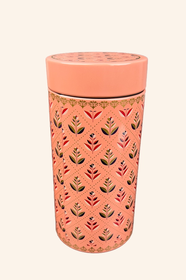 Printed Tin Jar 6 inch - Peach