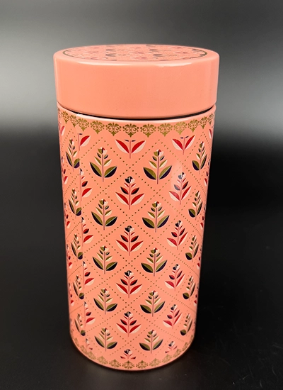 Printed Tin Jar 6 inch - Peach