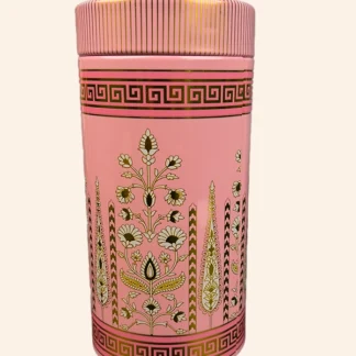 Chic Digital Printed Dry Fruit 6 inch Tin Jar In Pink
